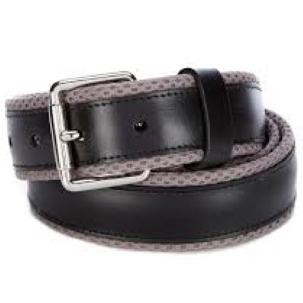 NEW!! Men’s Cole Haan 35mm Leather Overlay Mesh Belt Black/Grey Size 30